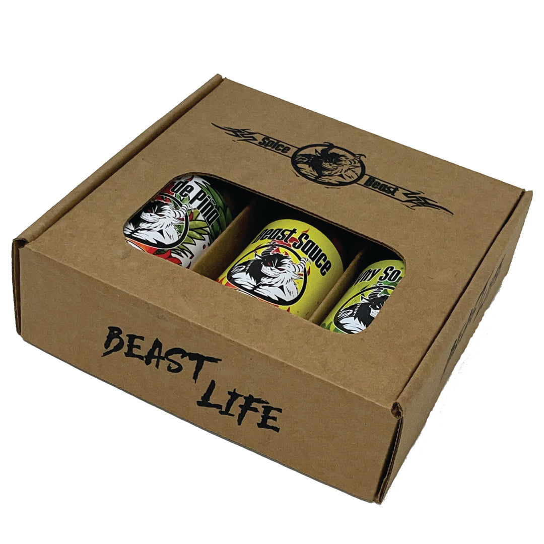 Hot Sauce Box - Three 5oz Woozy Bottles - Flat Pack Gift Box